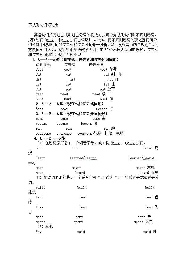 不规则动词巧记表.doc