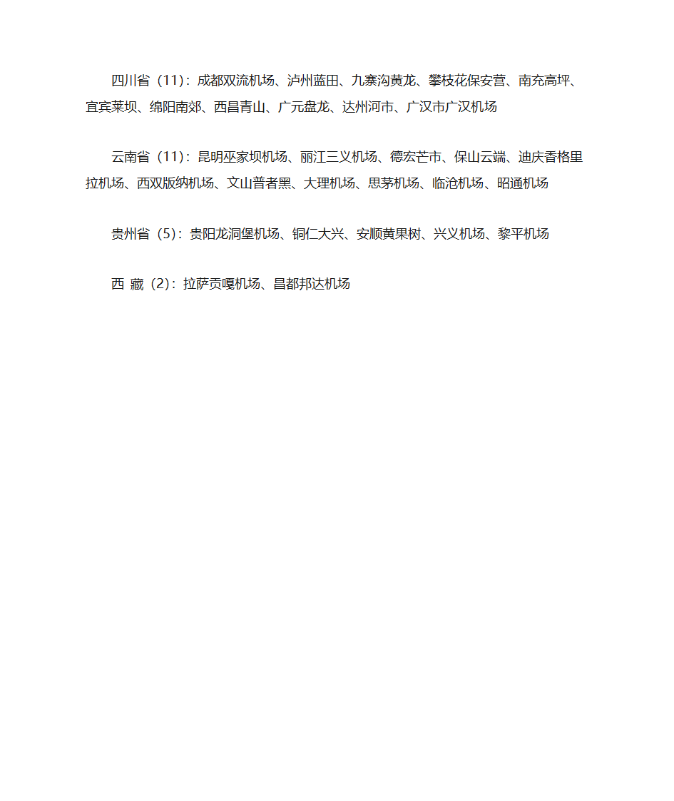 全国的机场名称第4页