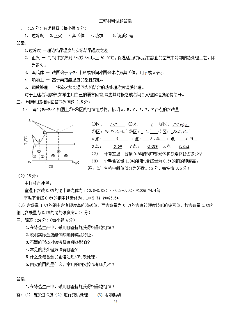 工程材料试题库及答案第33页