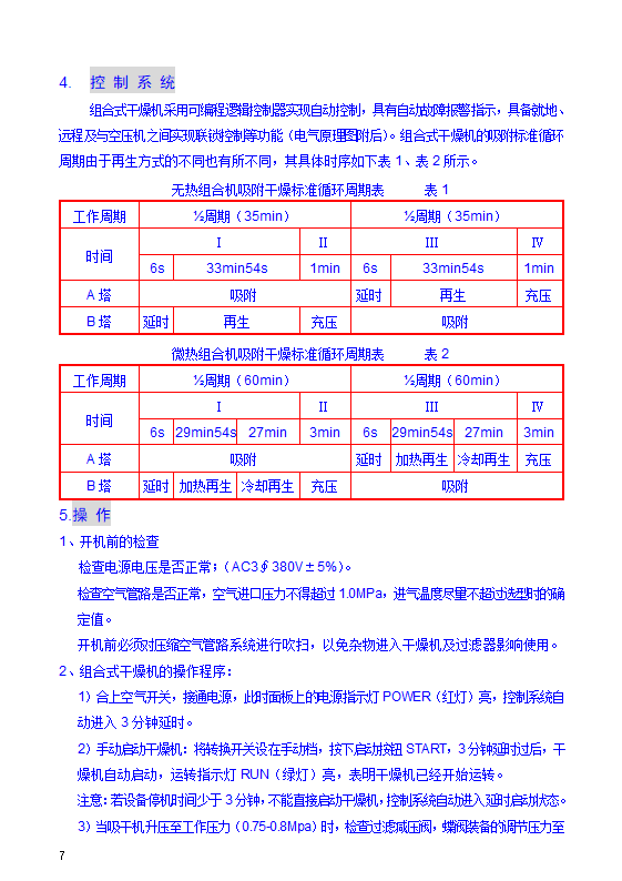 冷干机--JAL使用说明书第8页