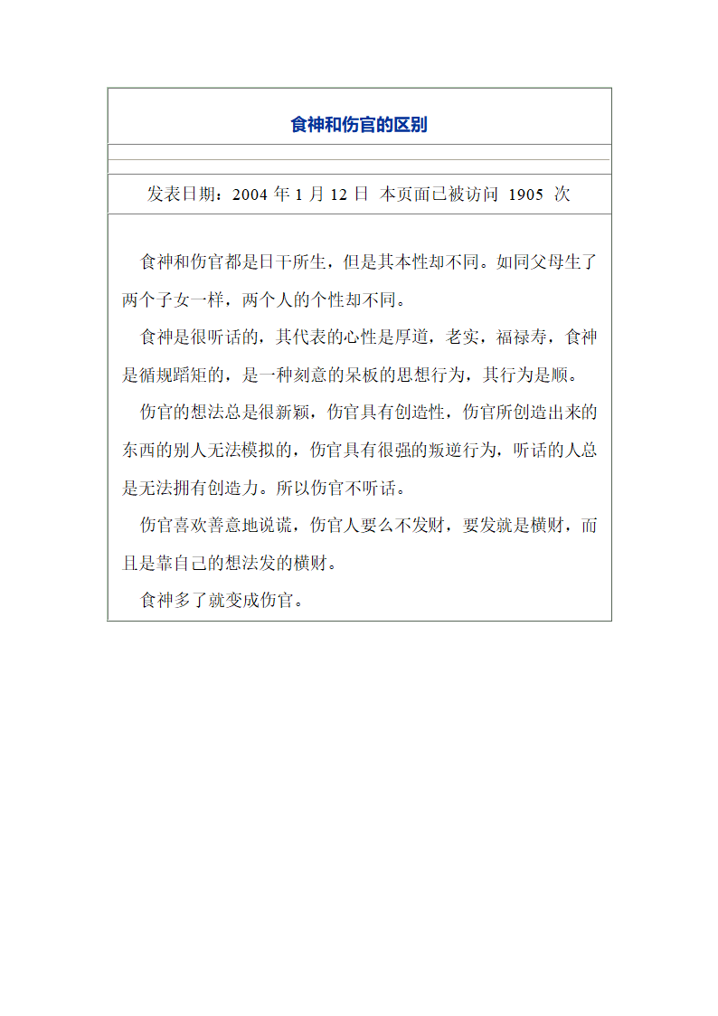 食神和伤官的区别第1页