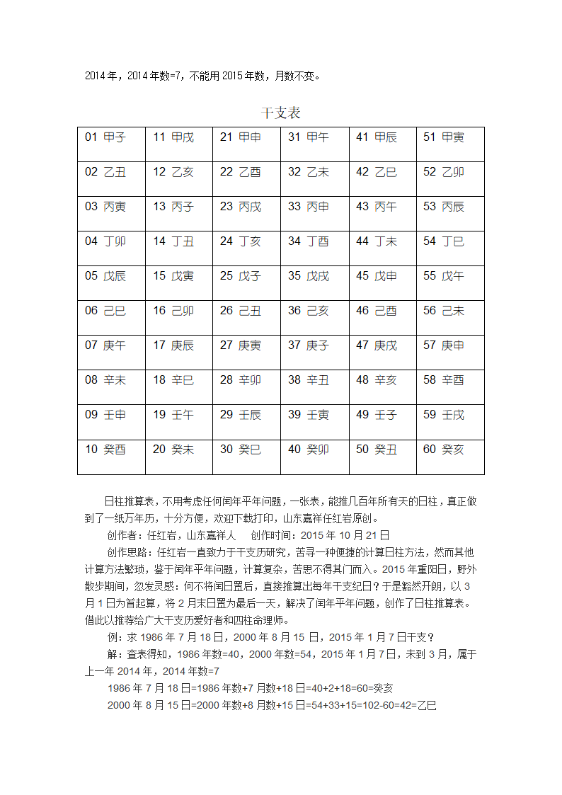 日干支推算表第2页