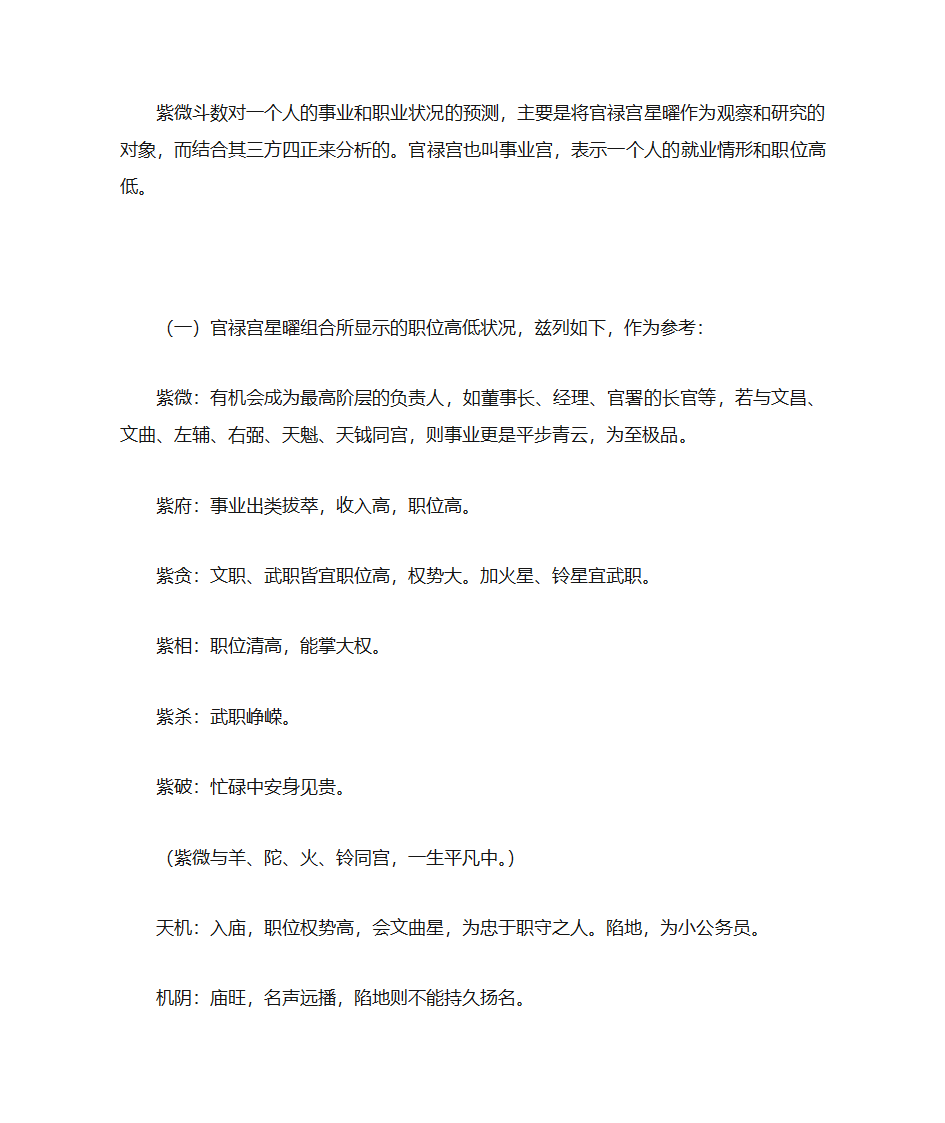 紫微斗数分析事业宫第1页