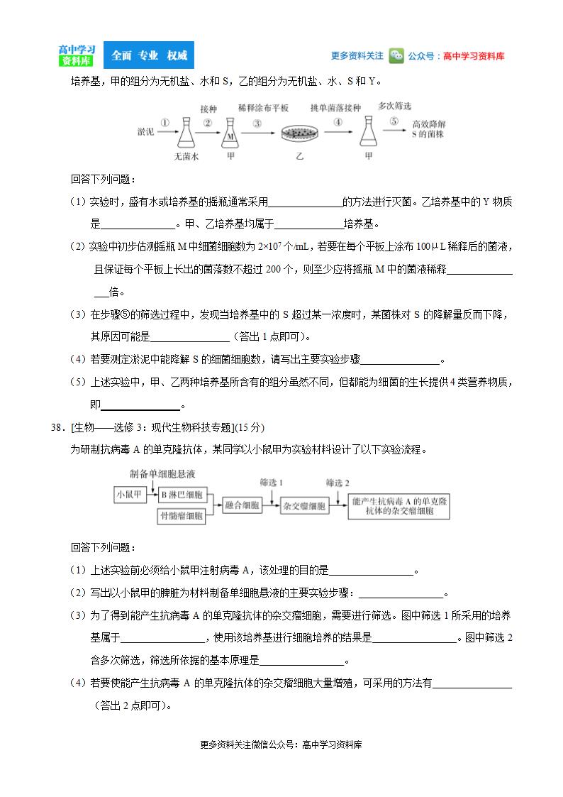 2020年全国卷Ⅰ理综高考试题第17页