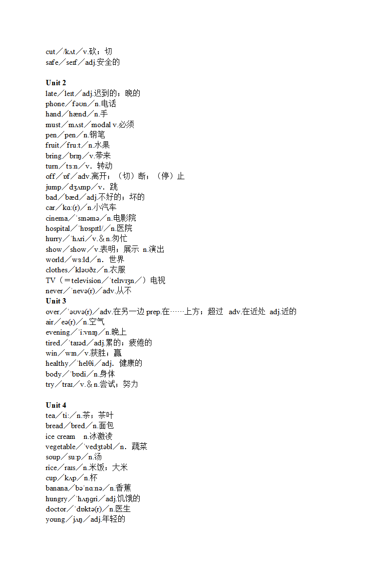 七年级下册英语单词表第12页