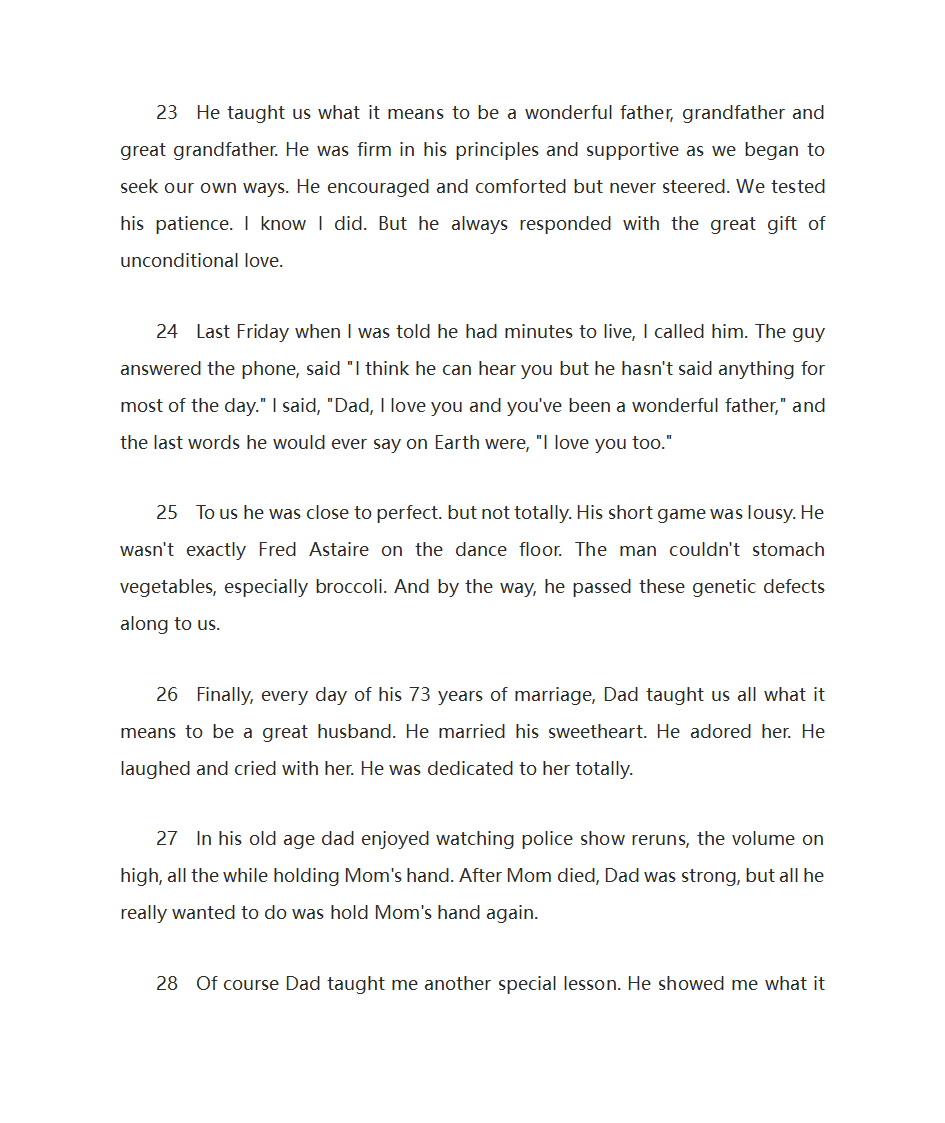 美国前总统小布什给父亲老布什总统的悼词第11页