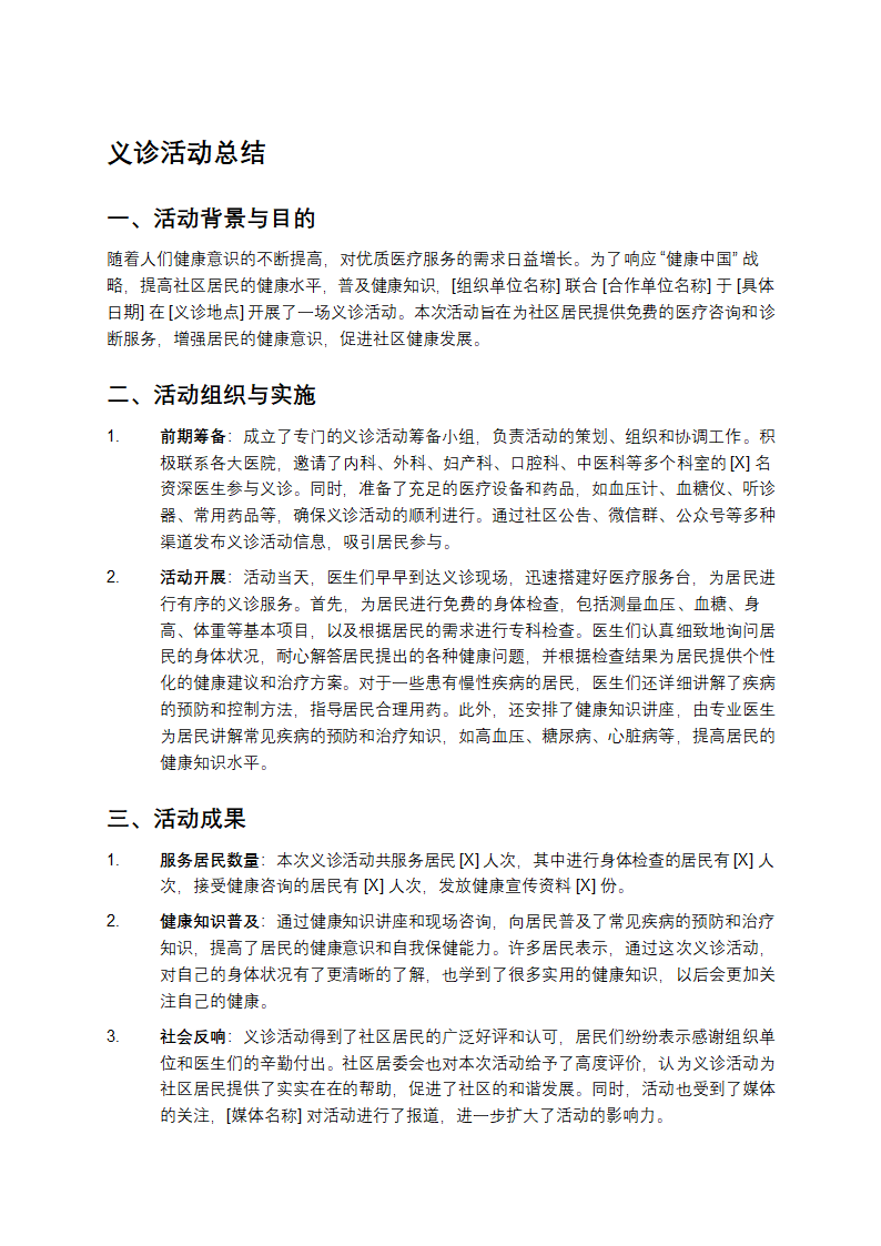 义诊活动总结第1页