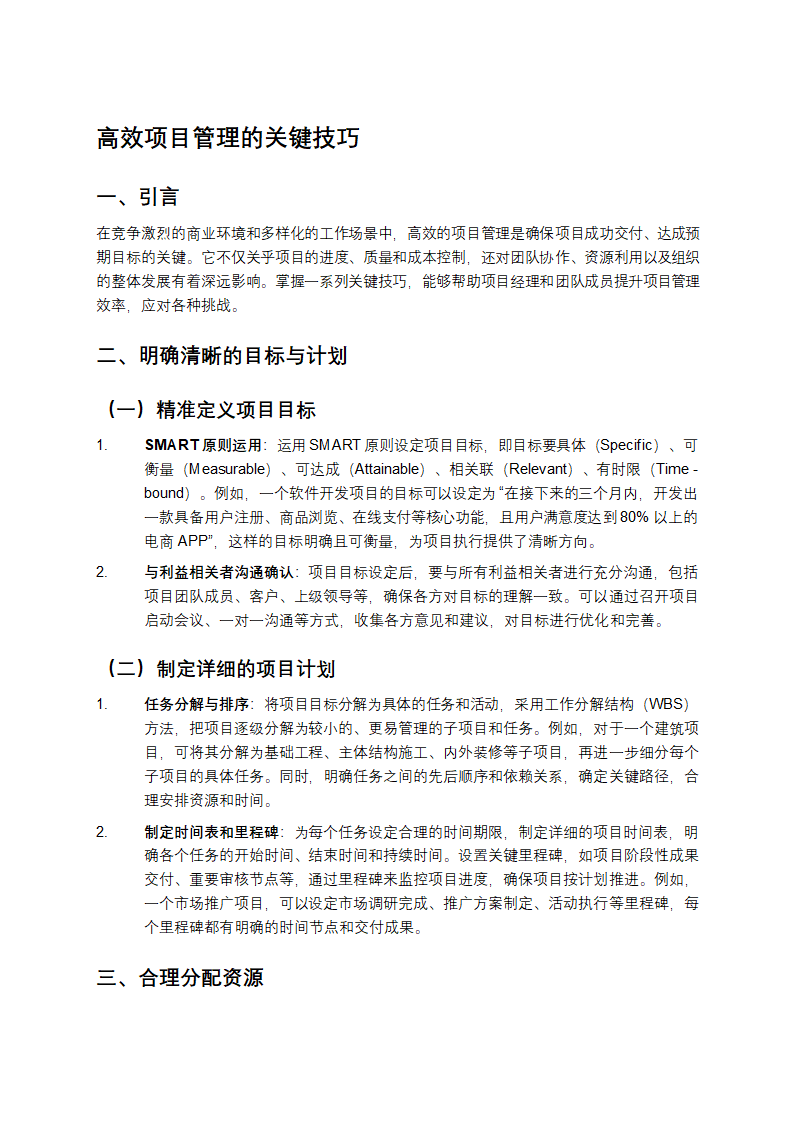 高效项目管理的关键技巧