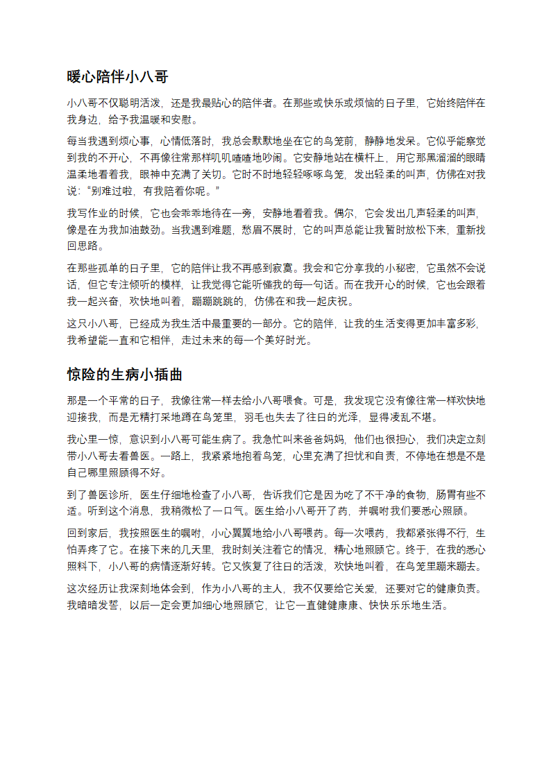 我的小八哥作文合集第2页