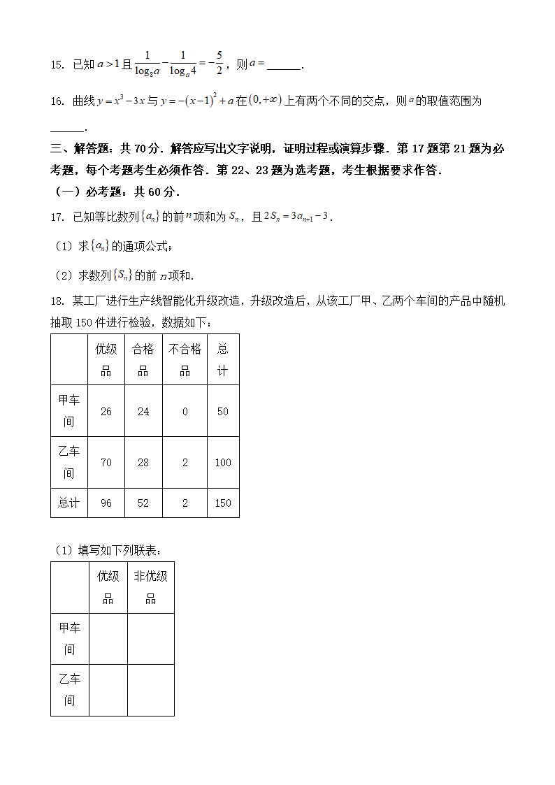 2024年全国甲卷文科数学卷高考真题第3页