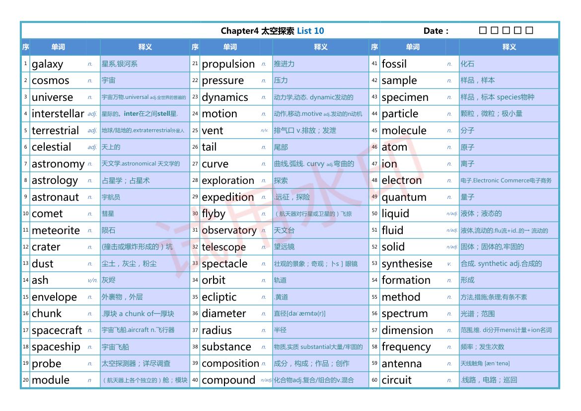 雅思彩色词汇表第10页