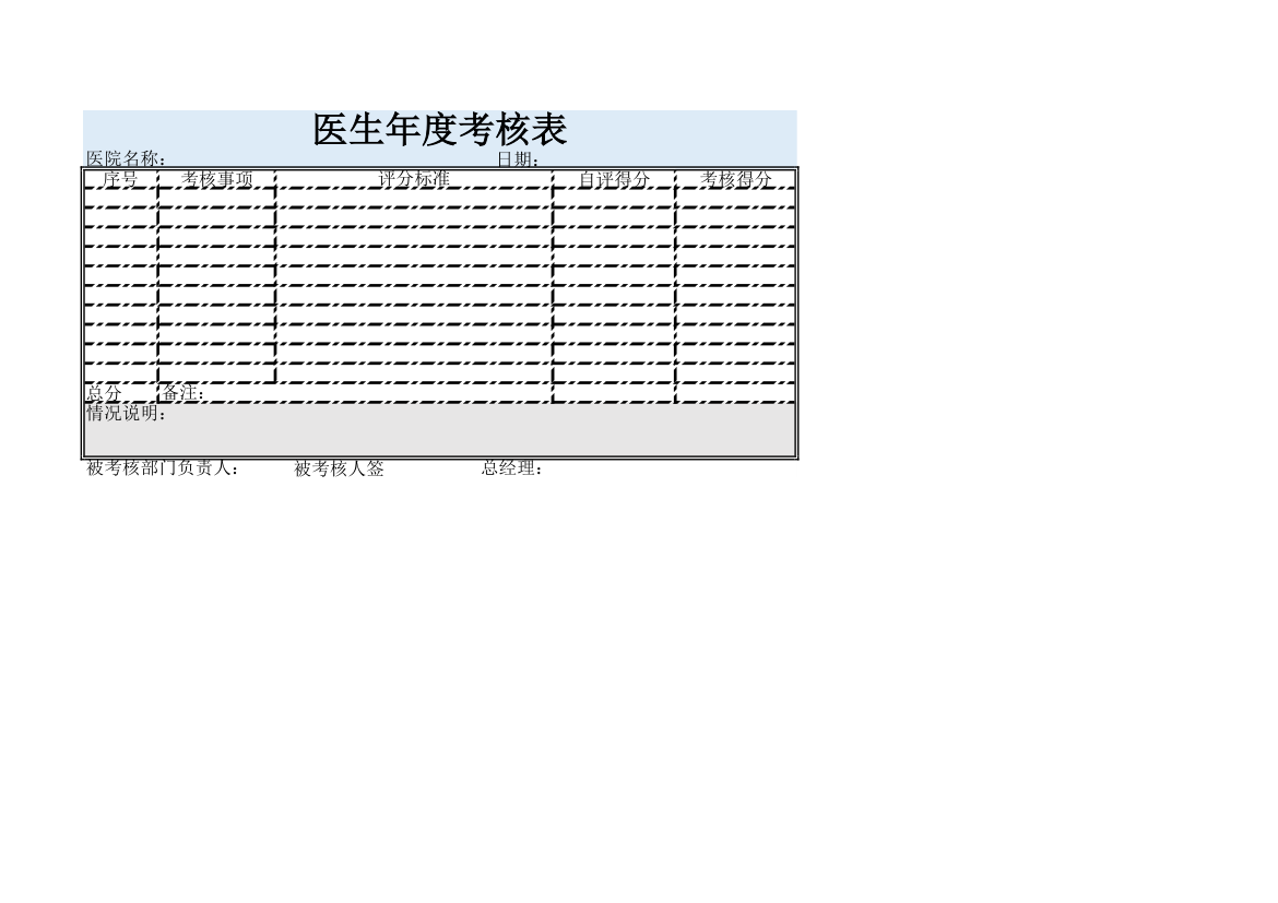 医生年度考核表