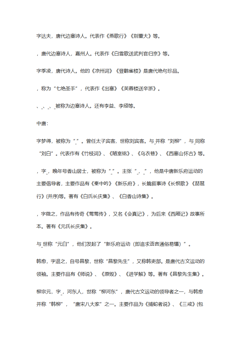 高考重点文学常识精选汇编第25页