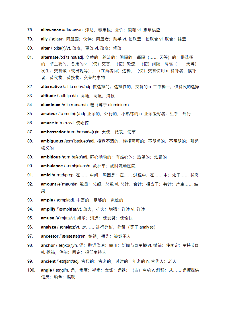 大学英语六级词汇表第4页