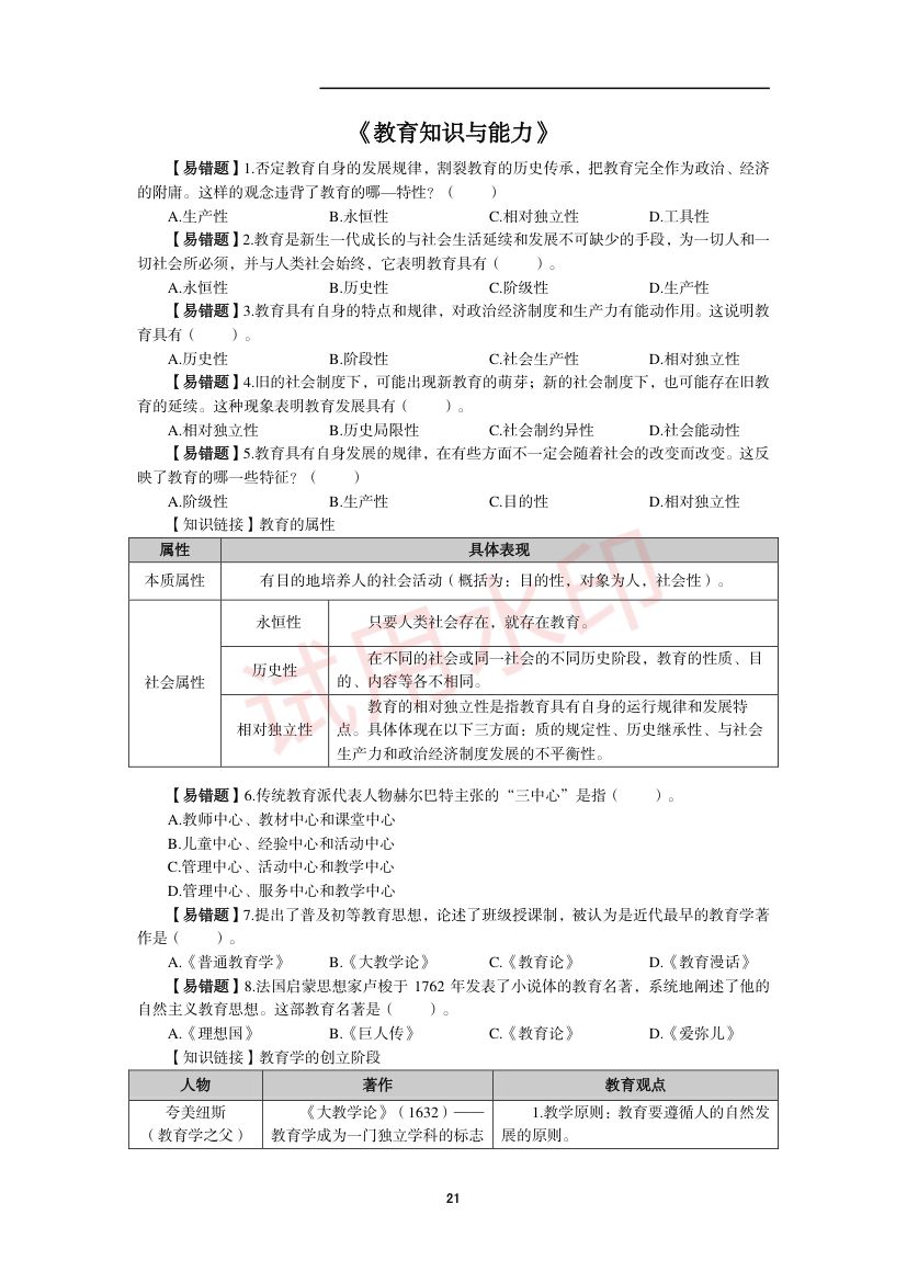 教师资格考试中学笔试错题集第20页