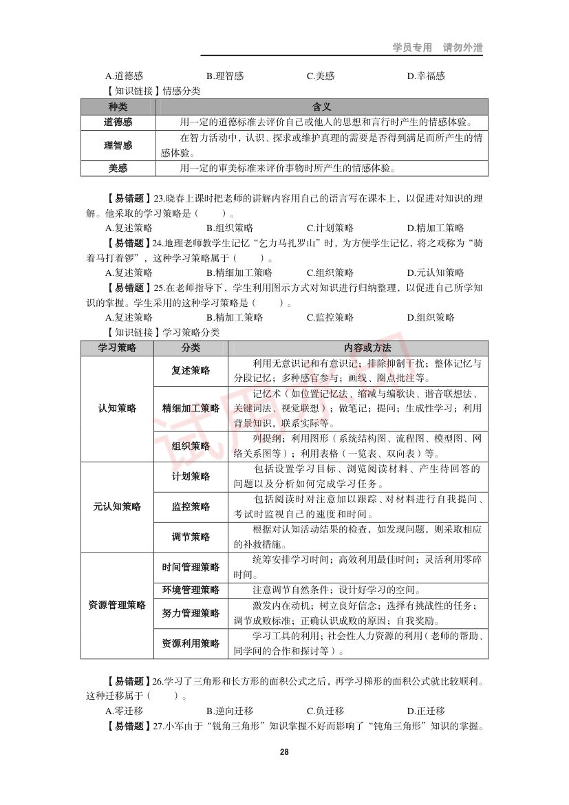 教师资格考试中学笔试错题集第27页