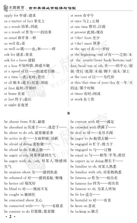 高中英语必背短语与句型第4页