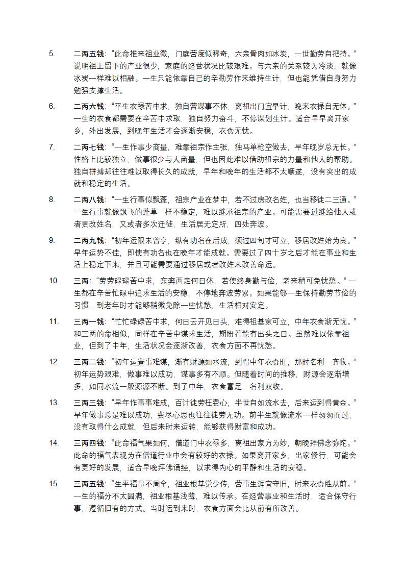 揭开称骨算命的神秘面纱：男女对照表大公开第6页
