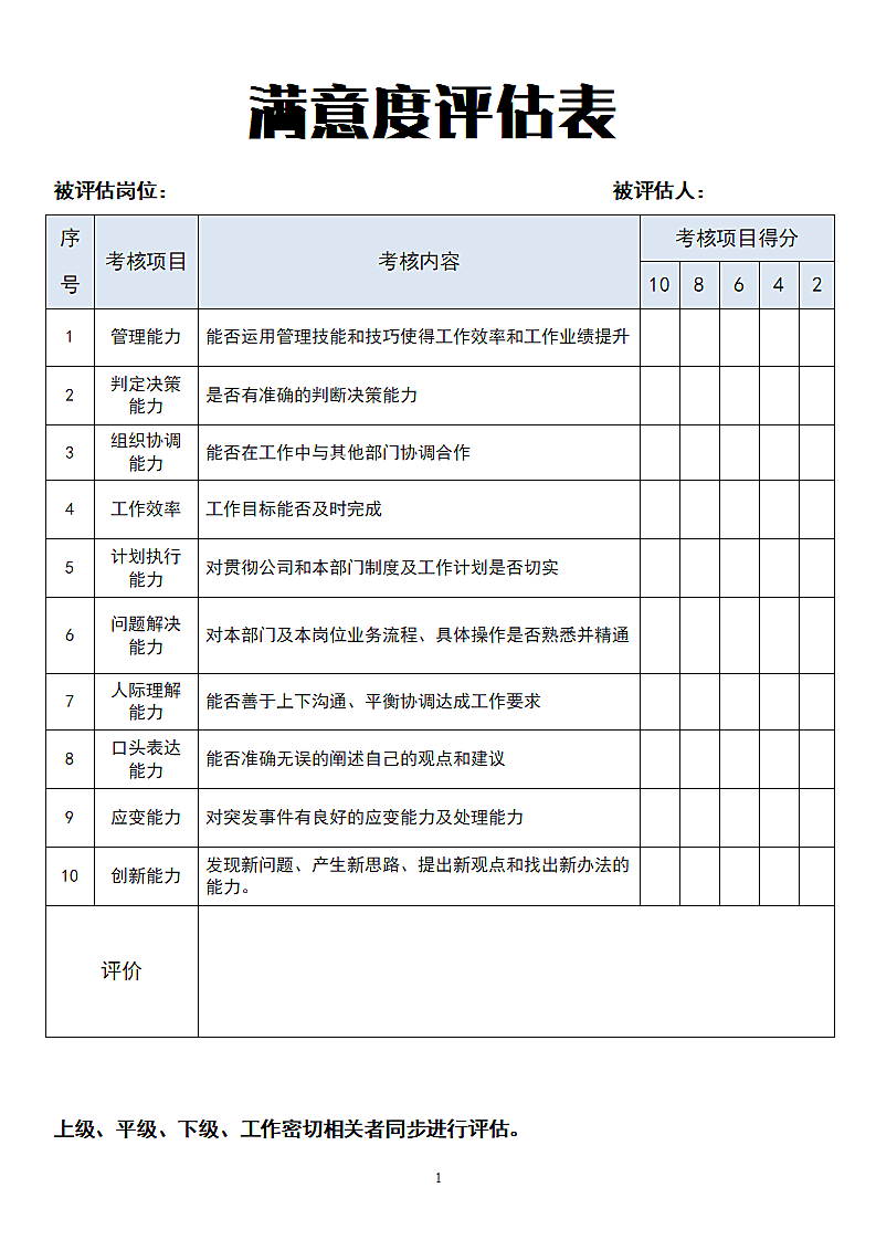 满意度评估表.doc