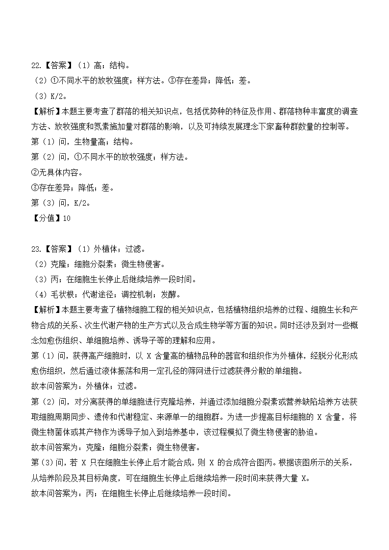 2024年浙江生物卷高考真题第20页