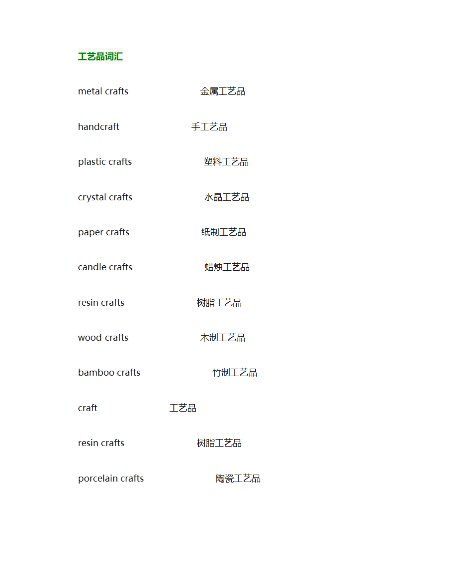 工艺品英语词汇总结第1页