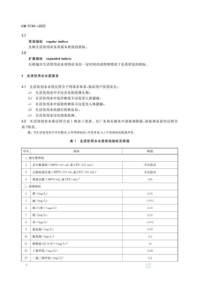 生活饮用水卫生标准GB5749-2022第4页