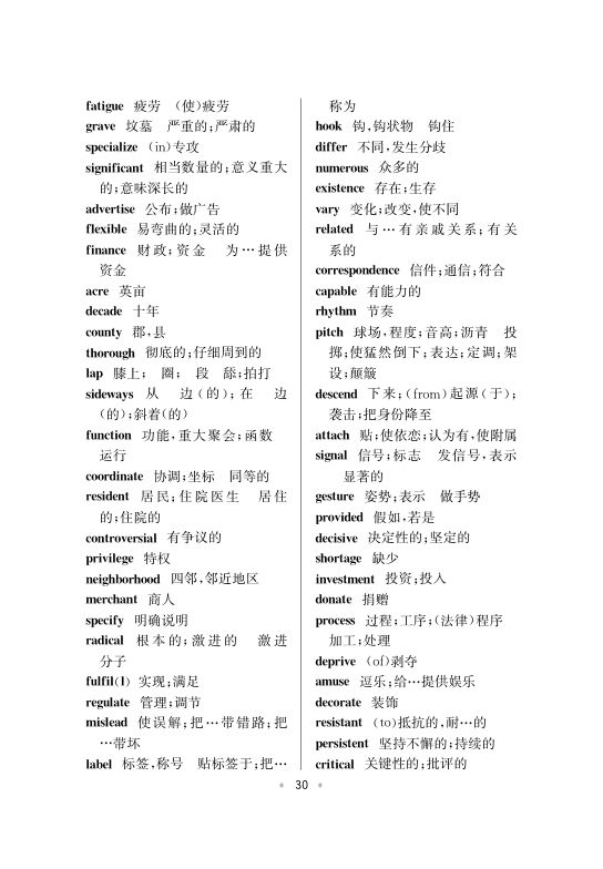 六级高频词汇第30页