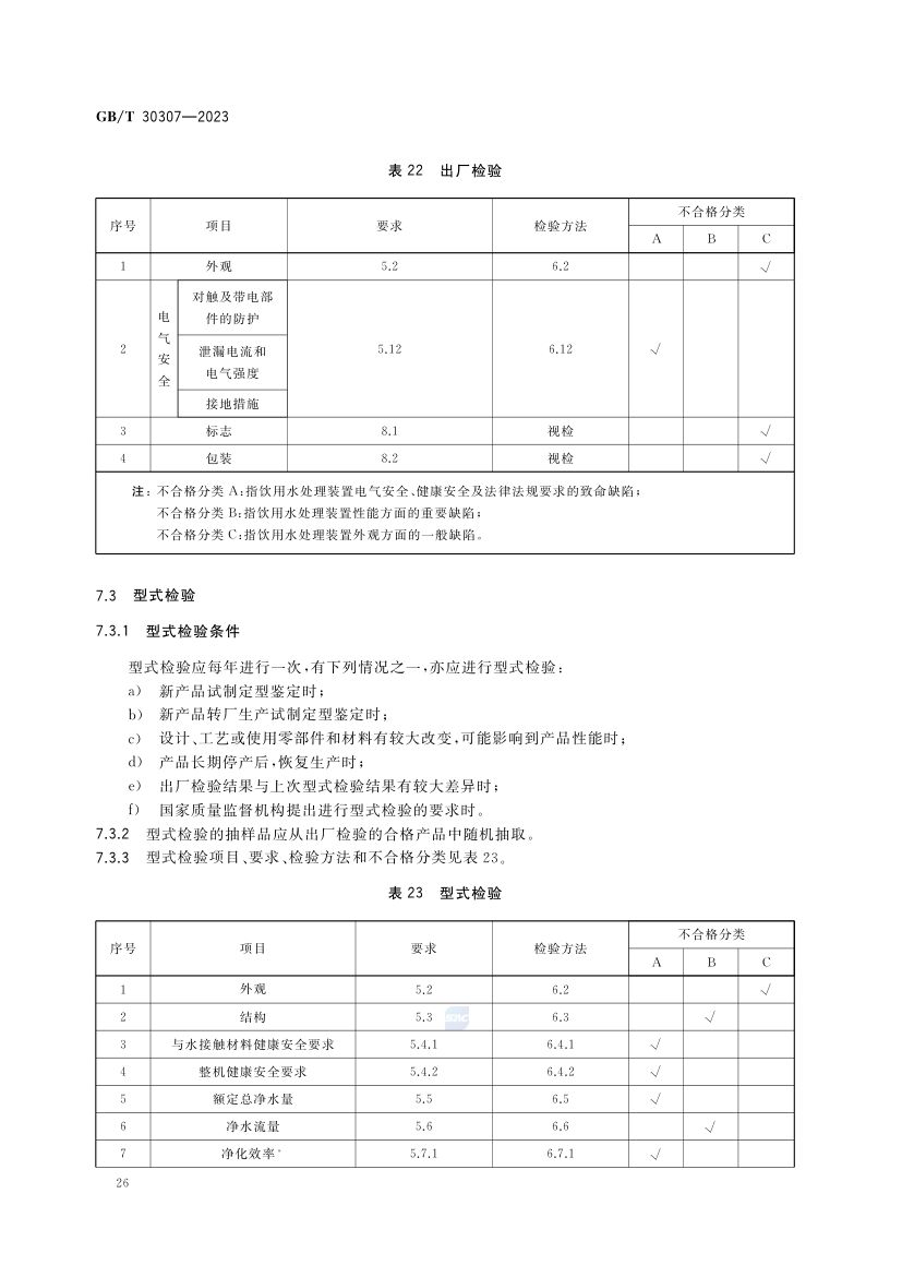 家用和类似用途饮用水处理装置GBT30307-2023第30页