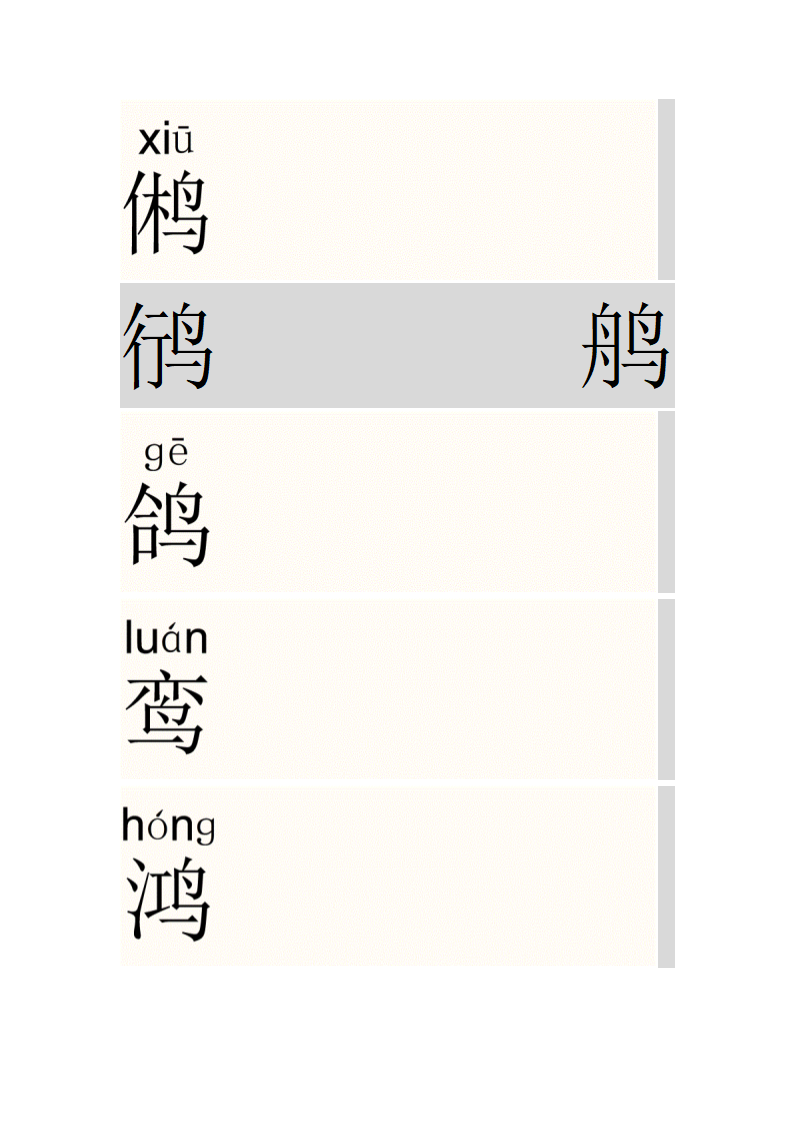鸟字旁的字第7页