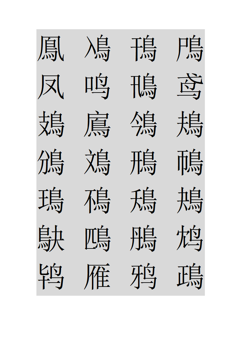 鸟字旁的字第16页
