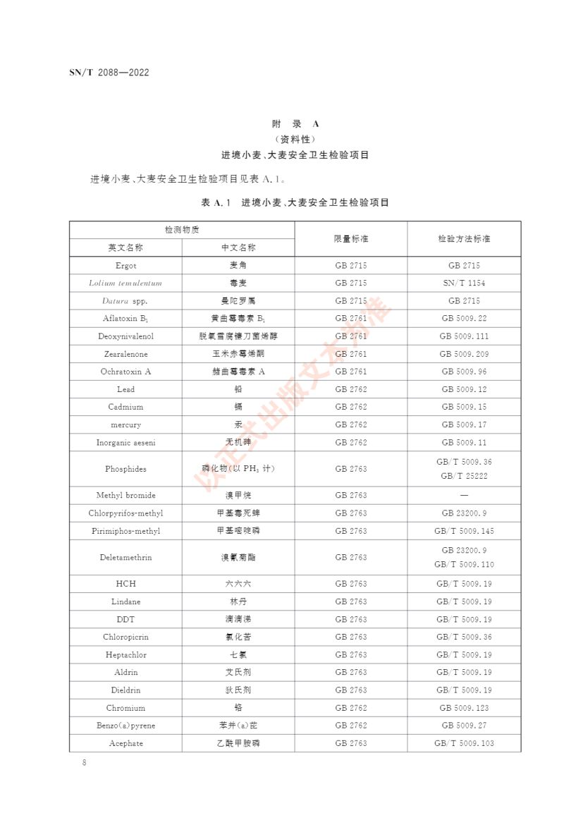 进境小麦、大麦检验检疫规程SNT2088-2022第10页
