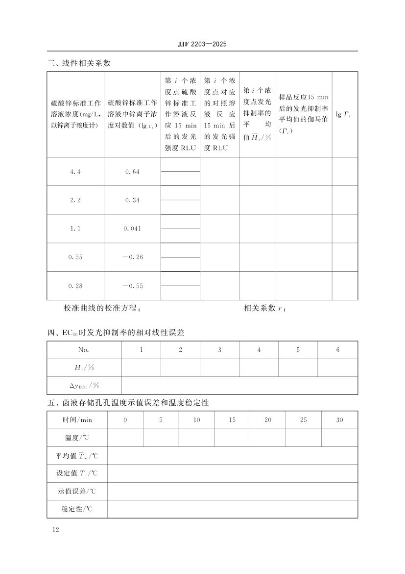 水质毒性分析仪校准规范标准JJF2203-2025第17页