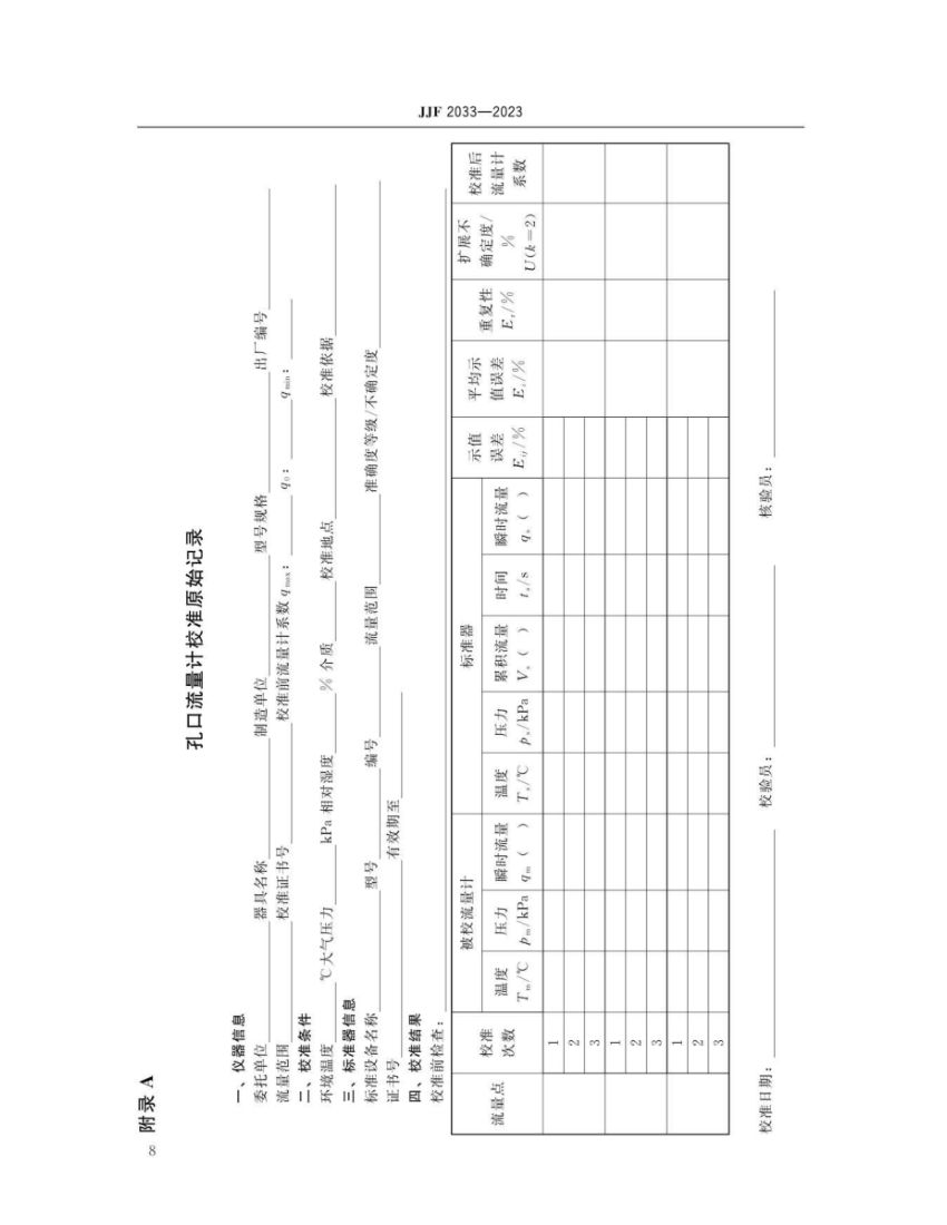 孔口流量计校准规范JJF2033-2023第13页