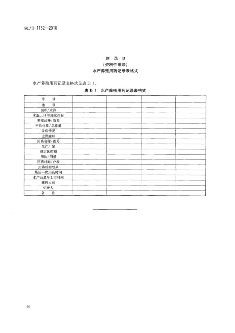 鱼药使用规范SCT1132-2016第32页