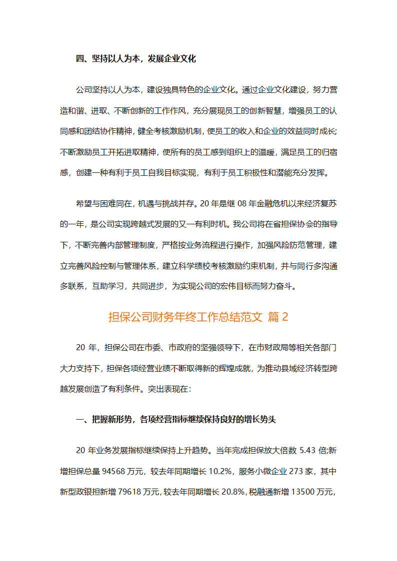 担保公司财务年终工作总结范文（通用3篇）第5页