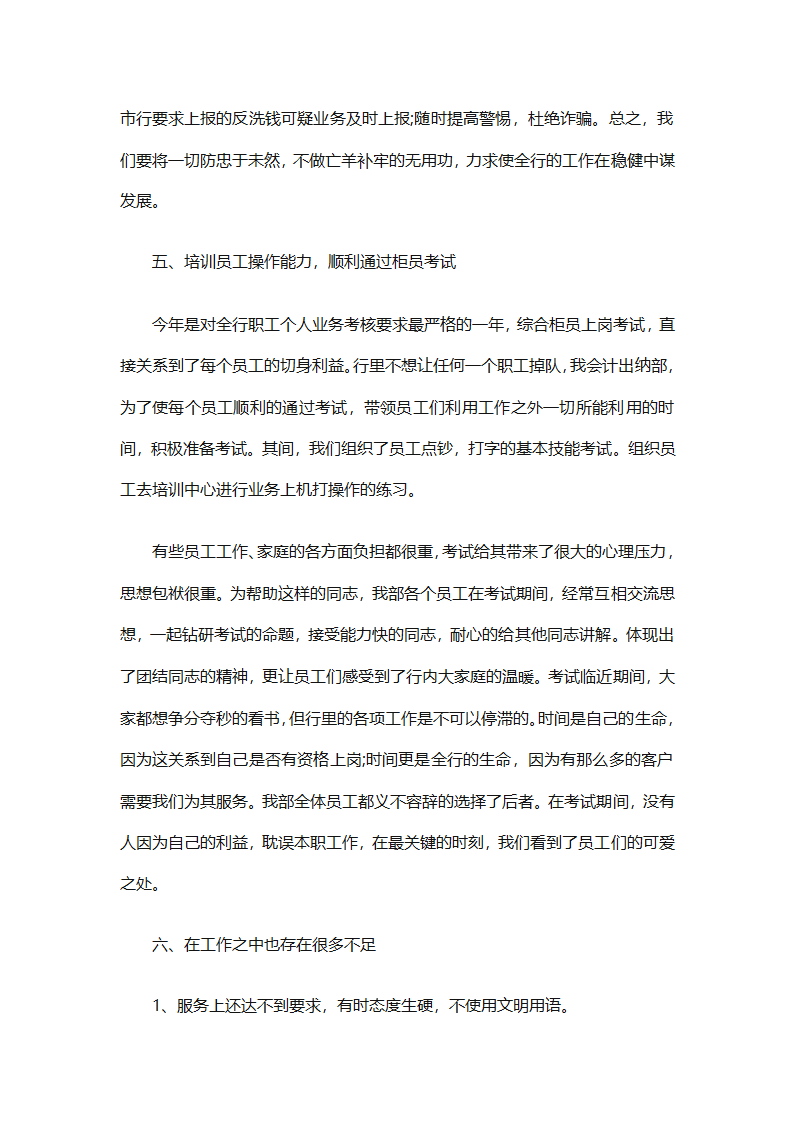 银行出纳2025个人工作总结第48页