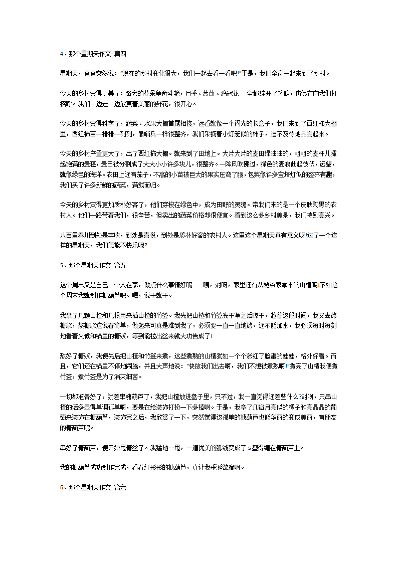 那个星期天作文第3页