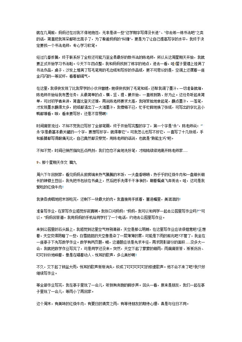 那个星期天作文第5页