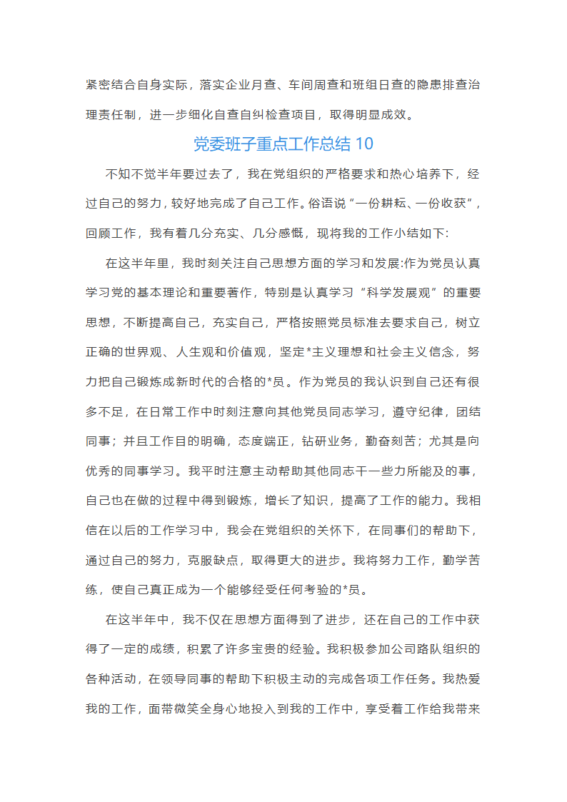 党委班子重点工作总结第11页