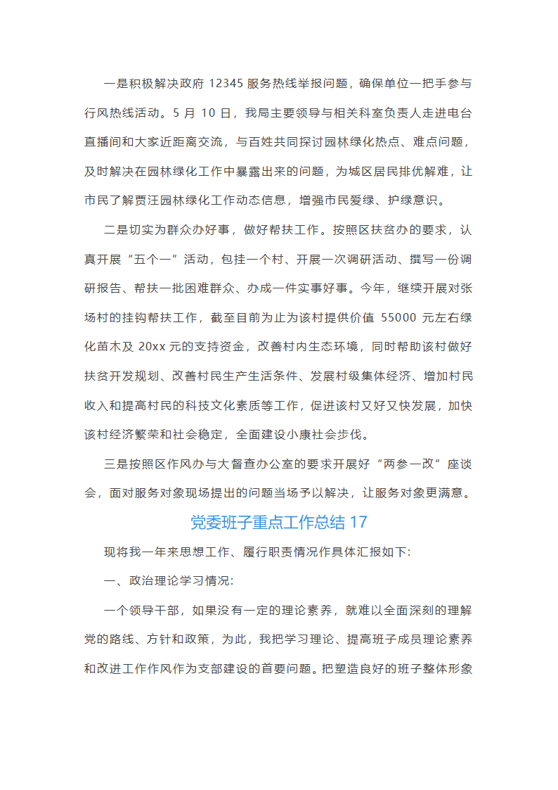 党委班子重点工作总结第22页