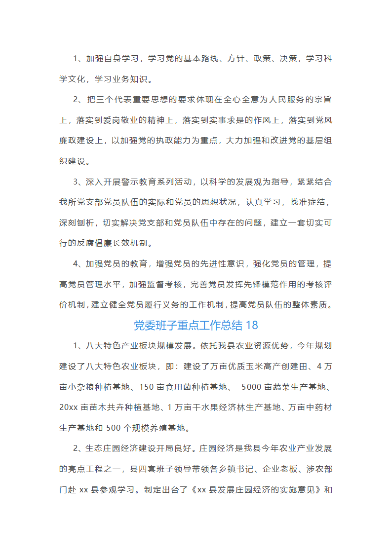 党委班子重点工作总结第27页