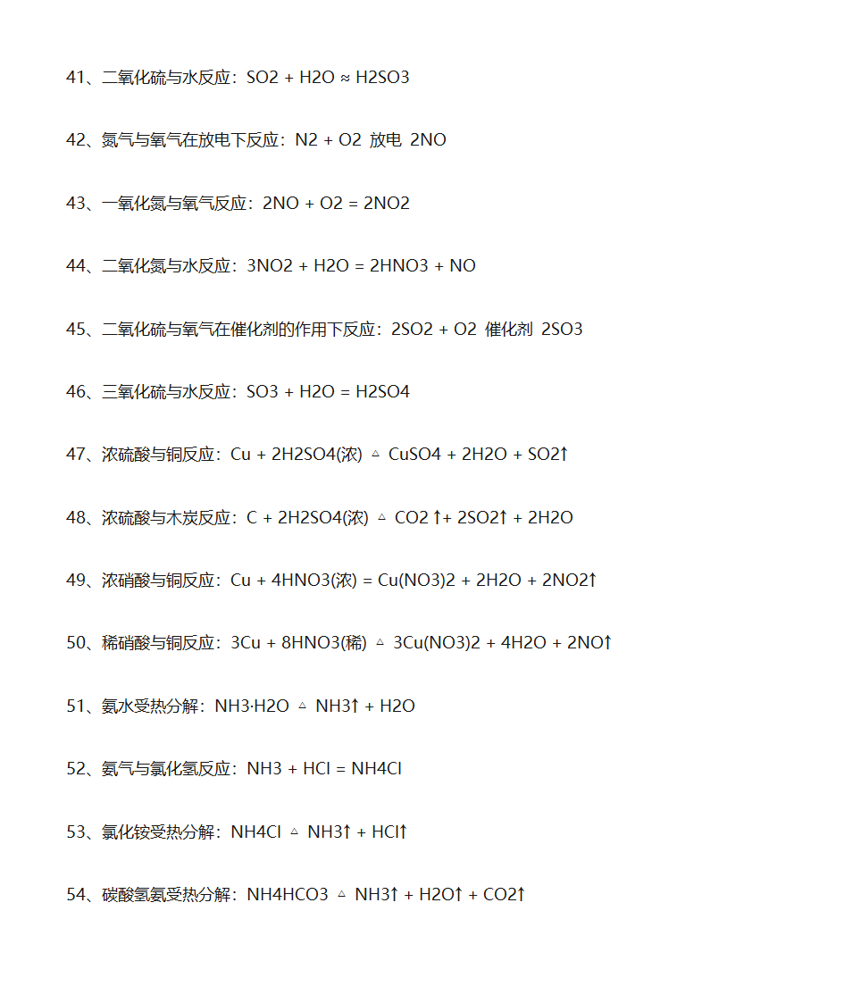 高中化学必背的化学方程式第4页