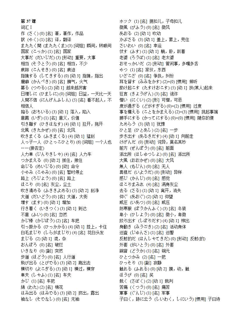 标准日本语中级-词汇表第33页
