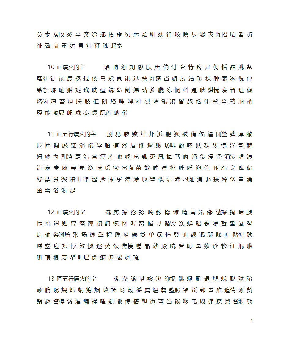 五行属火的汉字字库大全第2页