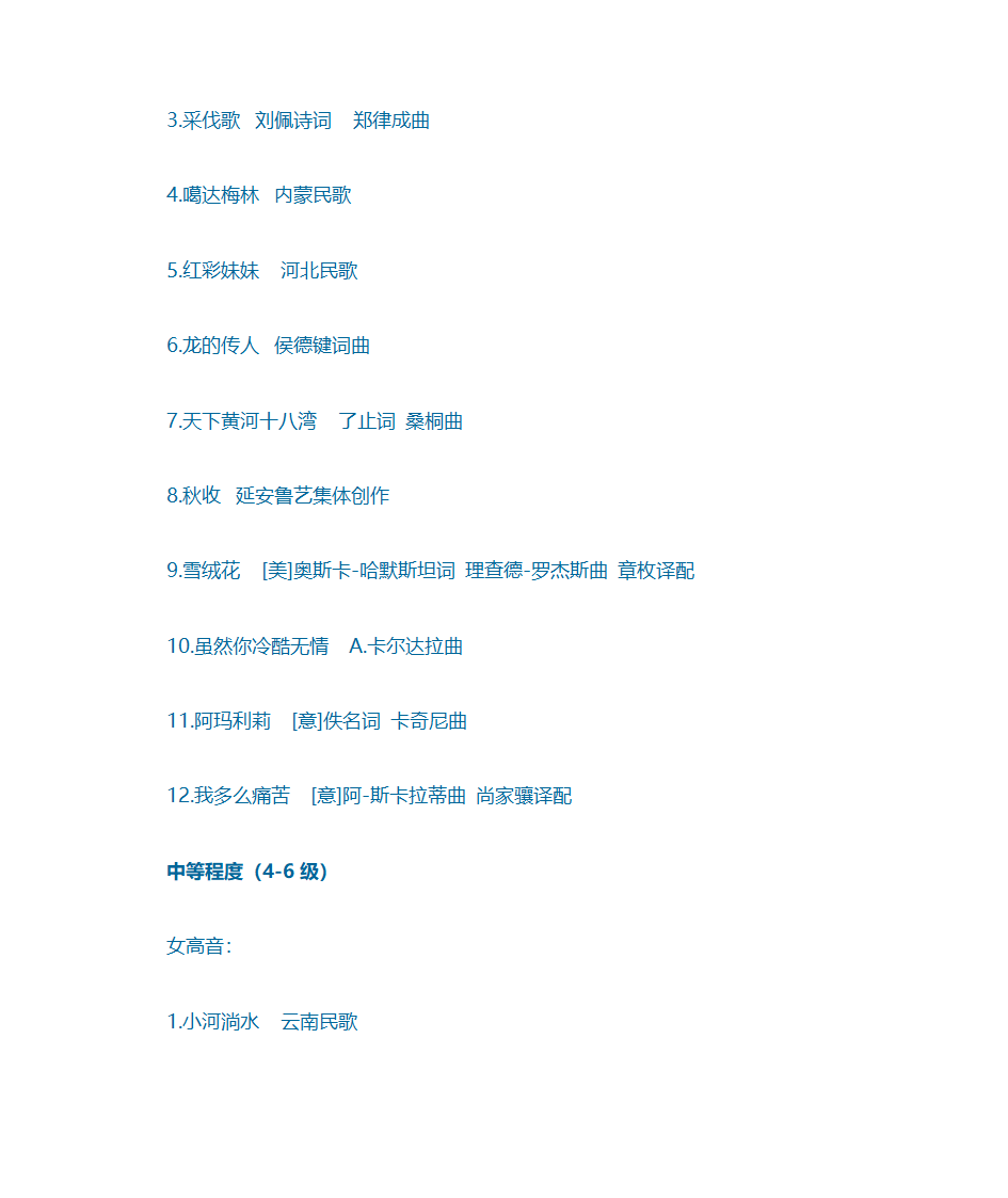 声乐考级曲目第12页