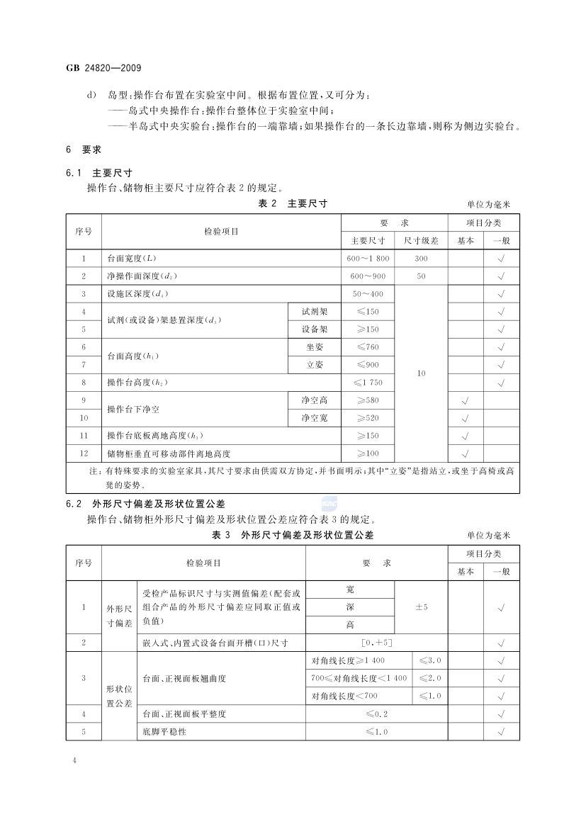 实验室家具通用技术条件GB24820-2009第7页