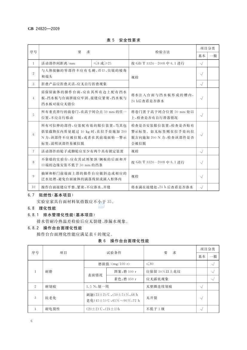 实验室家具通用技术条件GB24820-2009第9页