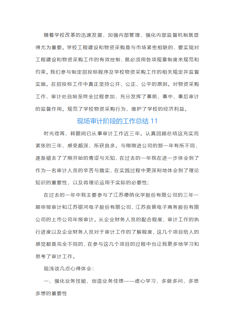 现场审计阶段的工作总结(汇总47篇)第27页