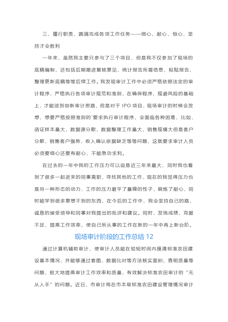 现场审计阶段的工作总结(汇总47篇)第29页