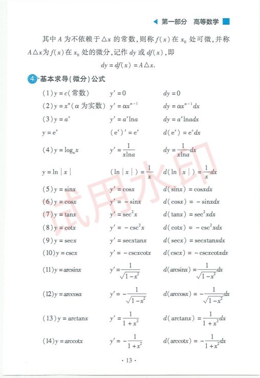 考研数学常用公式手册-上册第15页